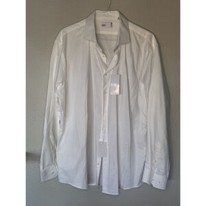 NWT Nordstrom Rack White Button Down Dress Shirt Mens 18.5 36 37 Trim Fit
